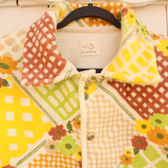 Upcycled Jacket from Vintage Patchwork Floral Blanket 70s M • L - Picture 6 of 10